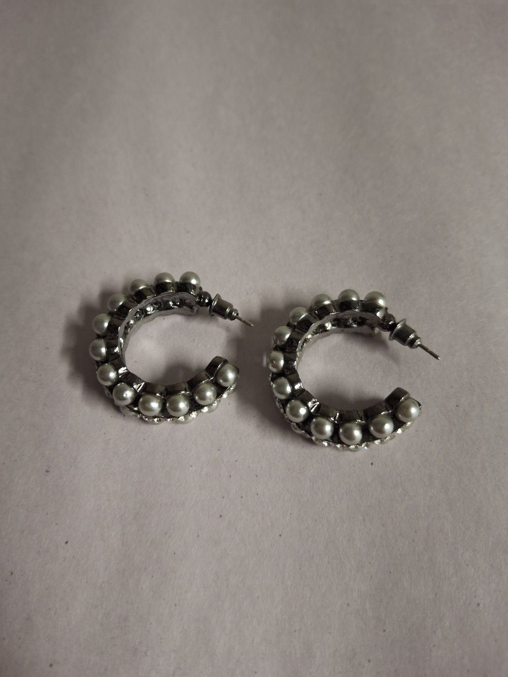 Silver Pearl-Accent Hoop Earrings - Women Jewelry